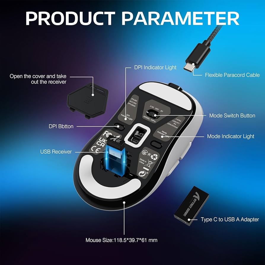 Amazon.com: MANBASNAKE Attack Shark X3 Pro 4K/8K Hz Mouse